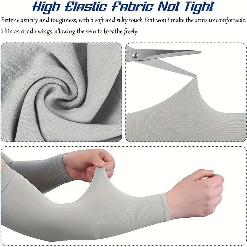 High-elastic breathable arm sleeves for men & women, ideal for summer sports.
