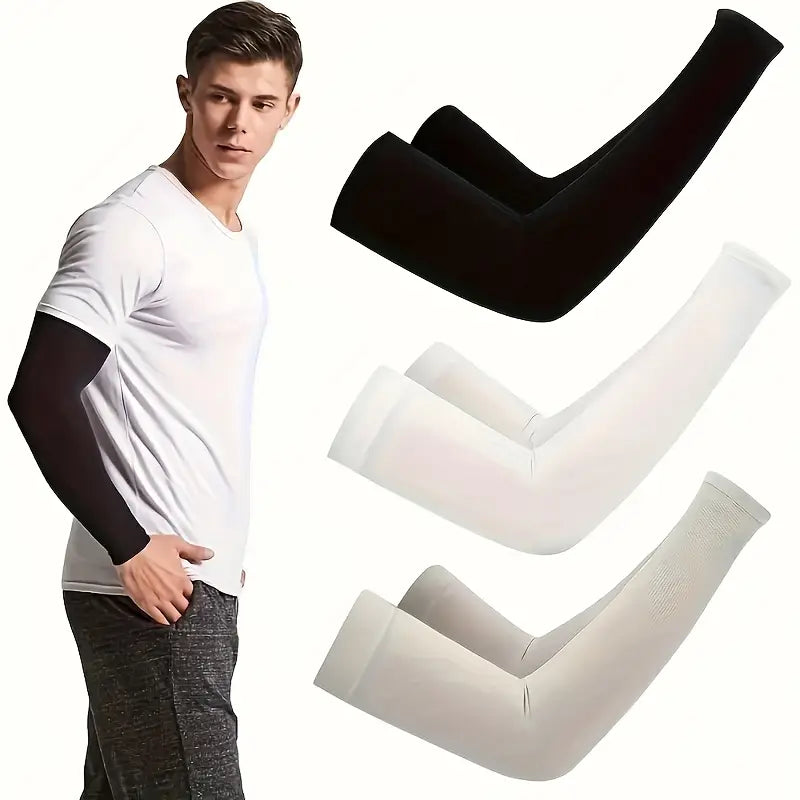 High-elastic breathable arm sleeves for men & women, ideal for summer sports.