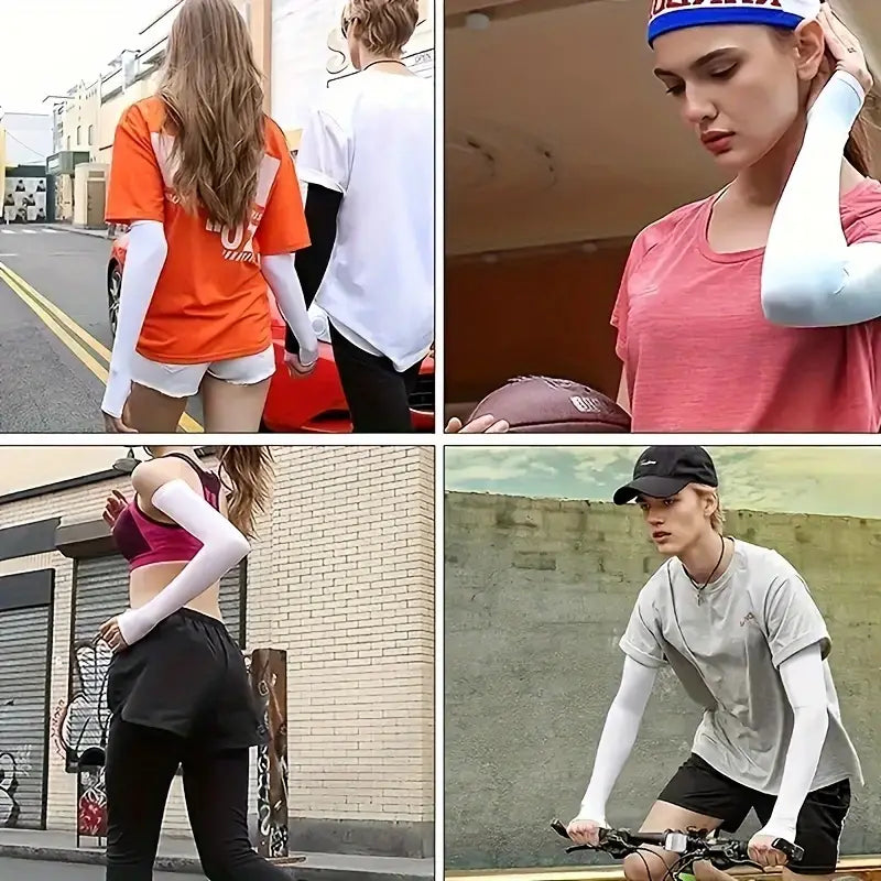 High-elastic breathable arm sleeves for men & women, ideal for summer sports.