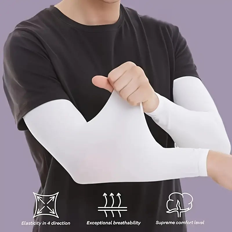 High-elastic breathable arm sleeves for men & women, ideal for summer sports.