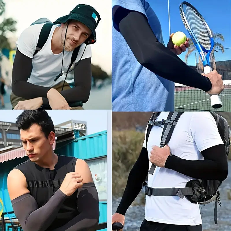 High-elastic breathable arm sleeves for men & women, ideal for summer sports.