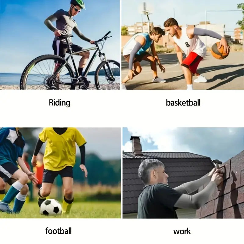 High-elastic breathable arm sleeves for men & women, ideal for summer sports.